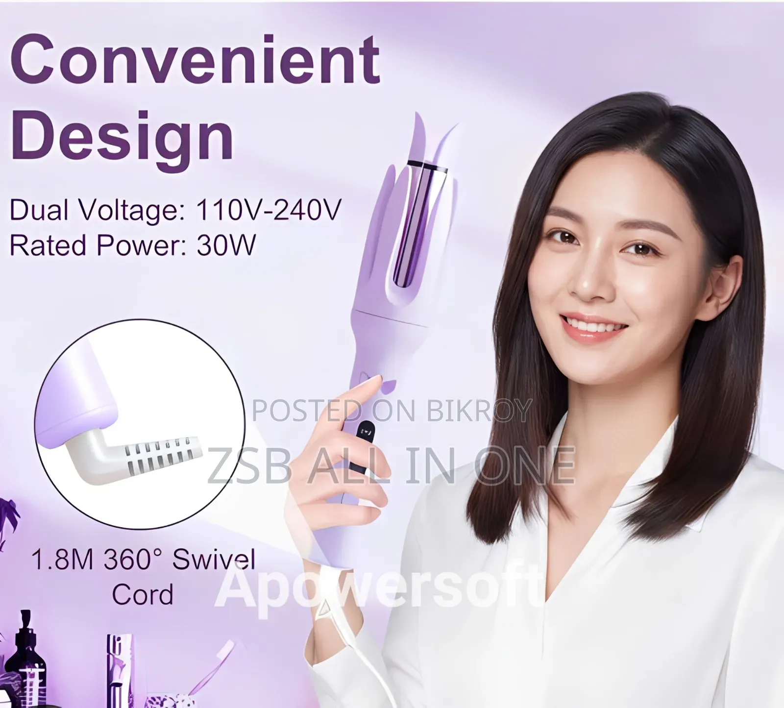 Automatic Hair Curler, 360° Rotating