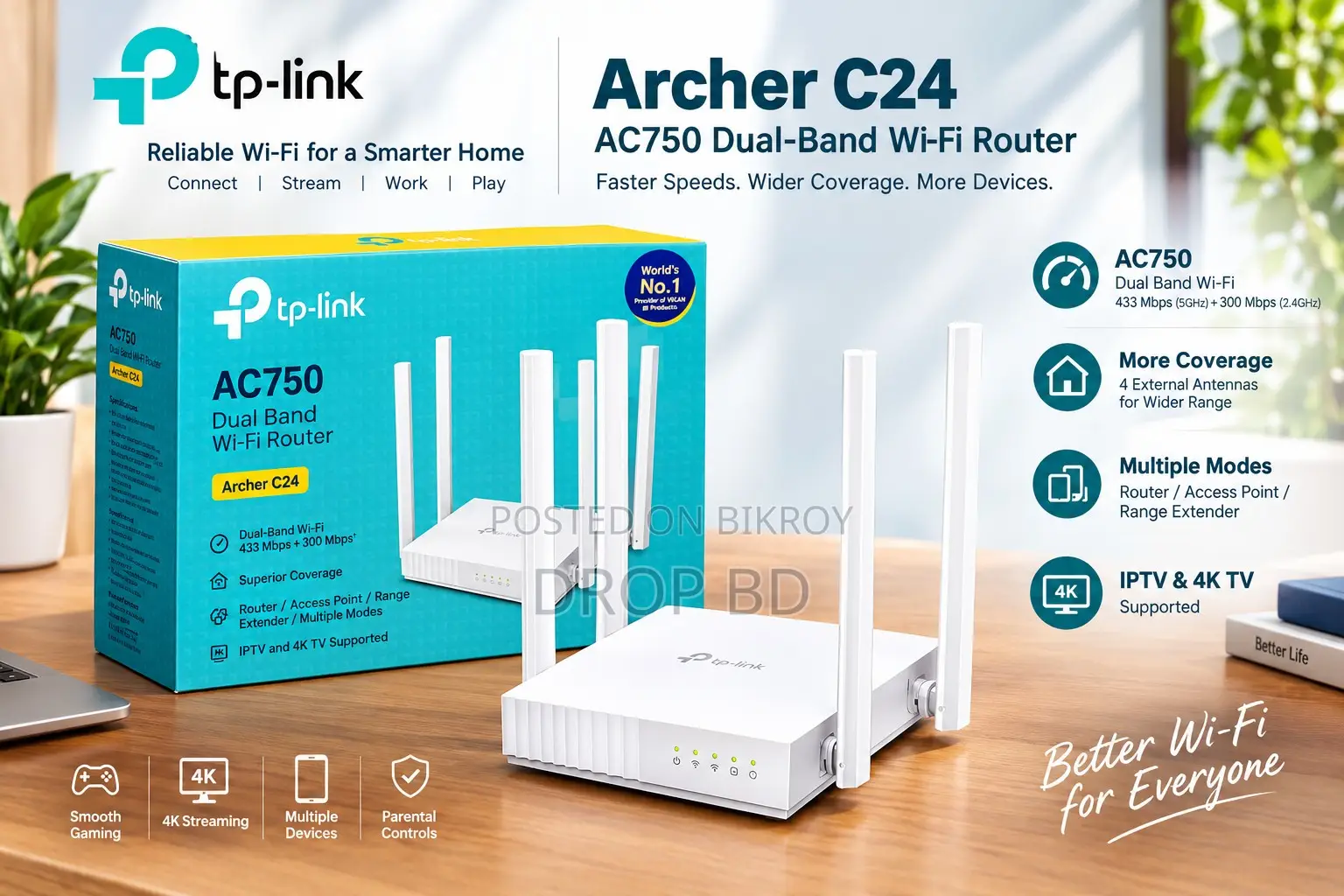 TP-Link Archer C24 AC750 Dual-Band Wi-Fi Router