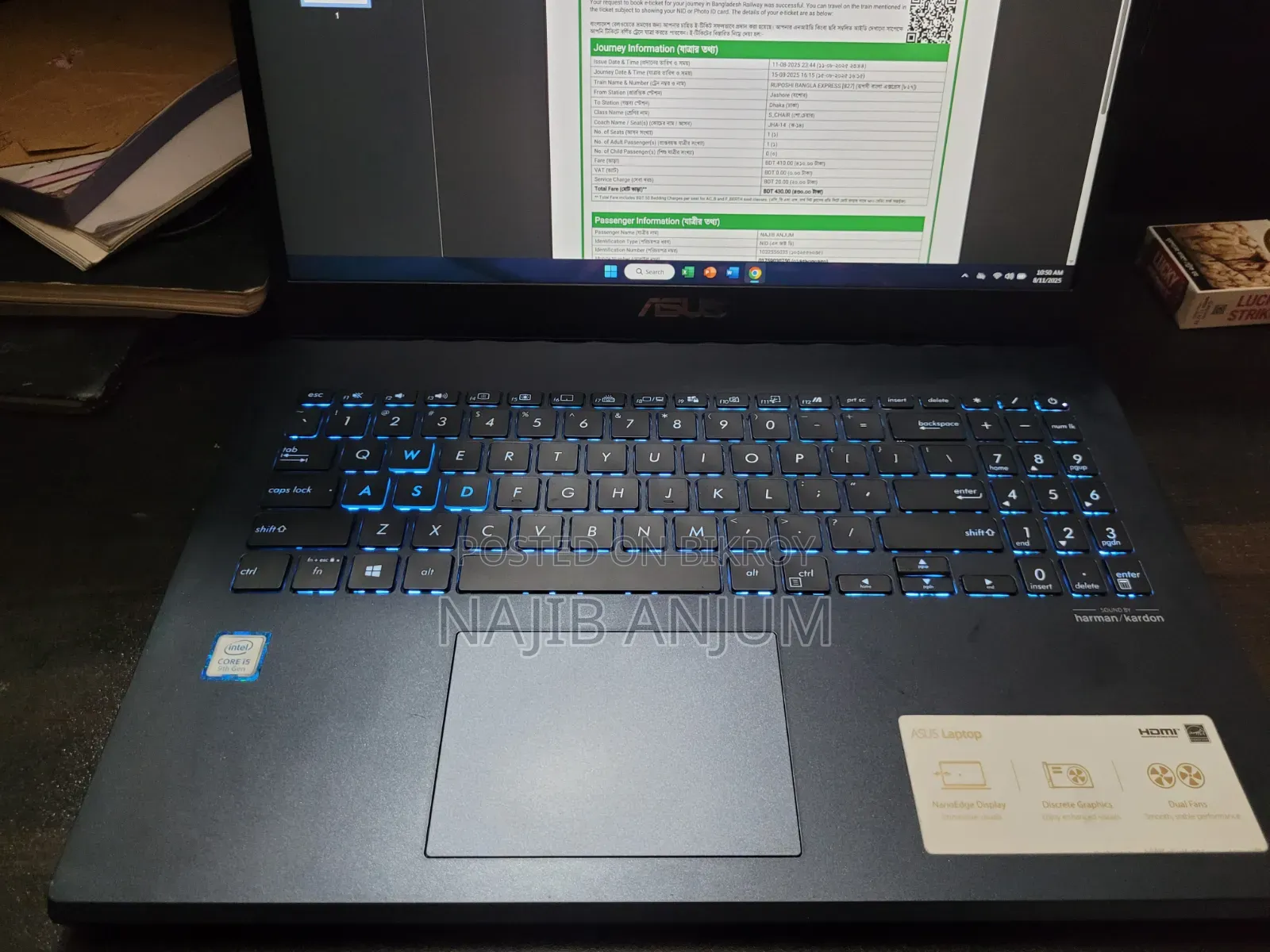 Laptop ASUS Vivobook 15 12GB Intel Core I5 SSD 256GB