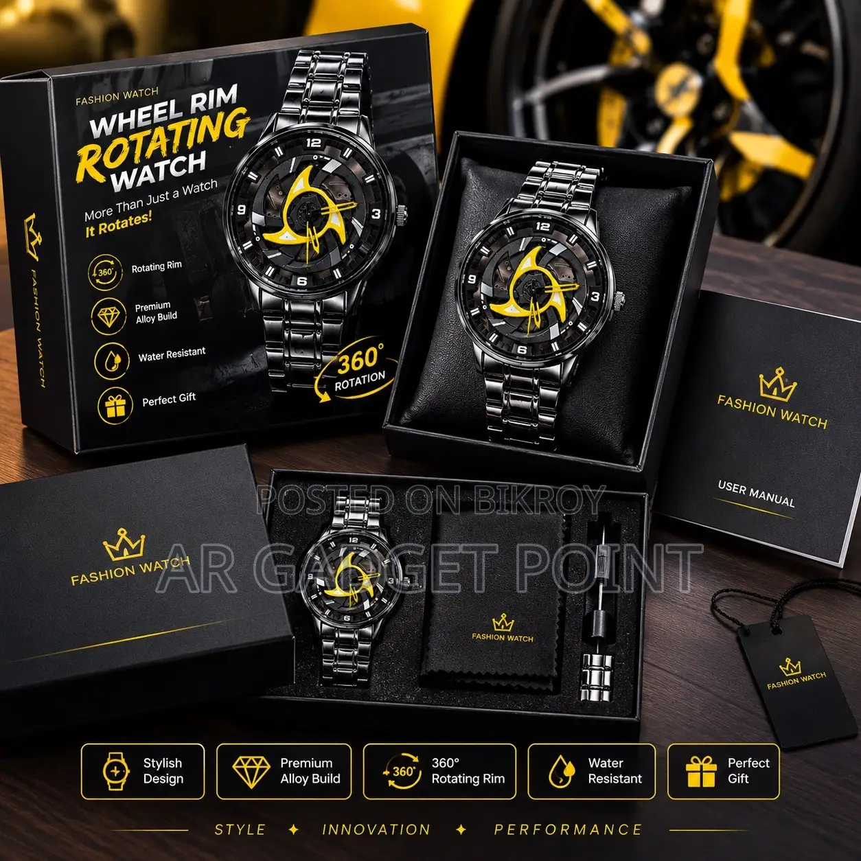Wheel Rim Rotating Watch