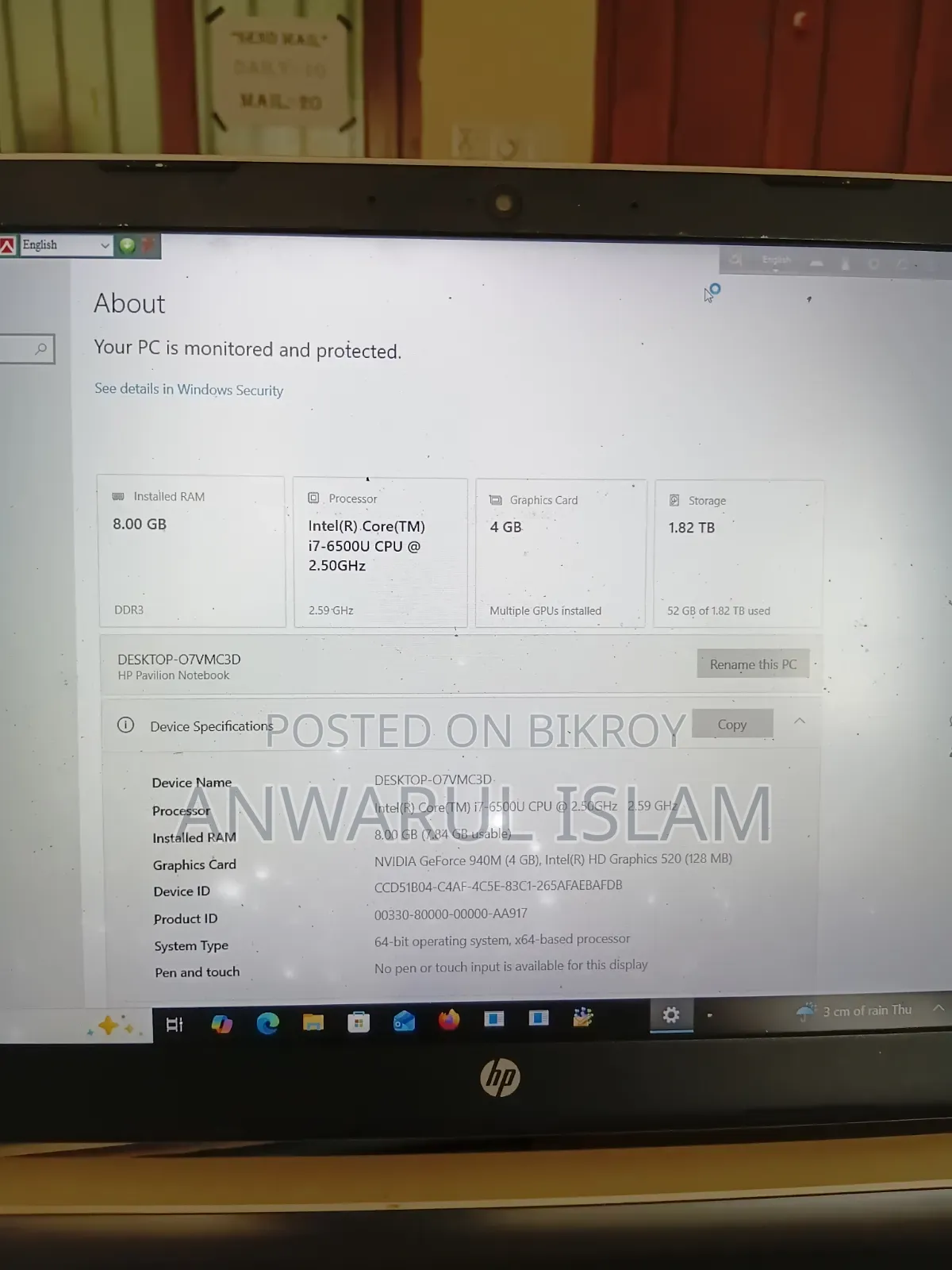 Laptop HP Pavilion 10 8GB Intel Core I7 HDD 2T