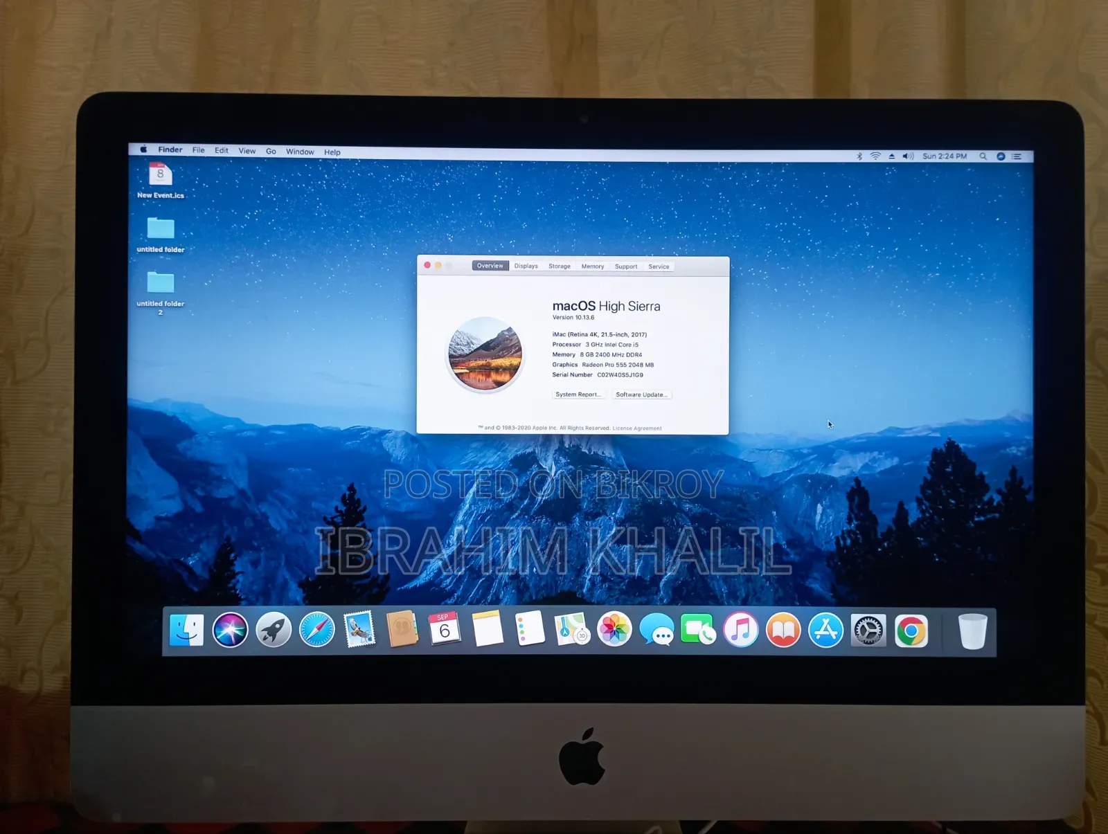Desktop Computer Apple iMac 8GB Intel Core I5 SSD 512GB