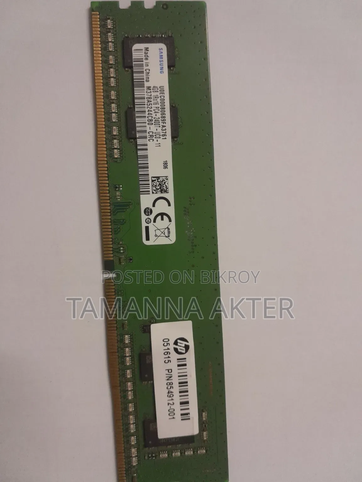 ⃣ Intel Core I5-4570 Processor Samsung 4GB DDR4 2400MHz Desktop RAM
