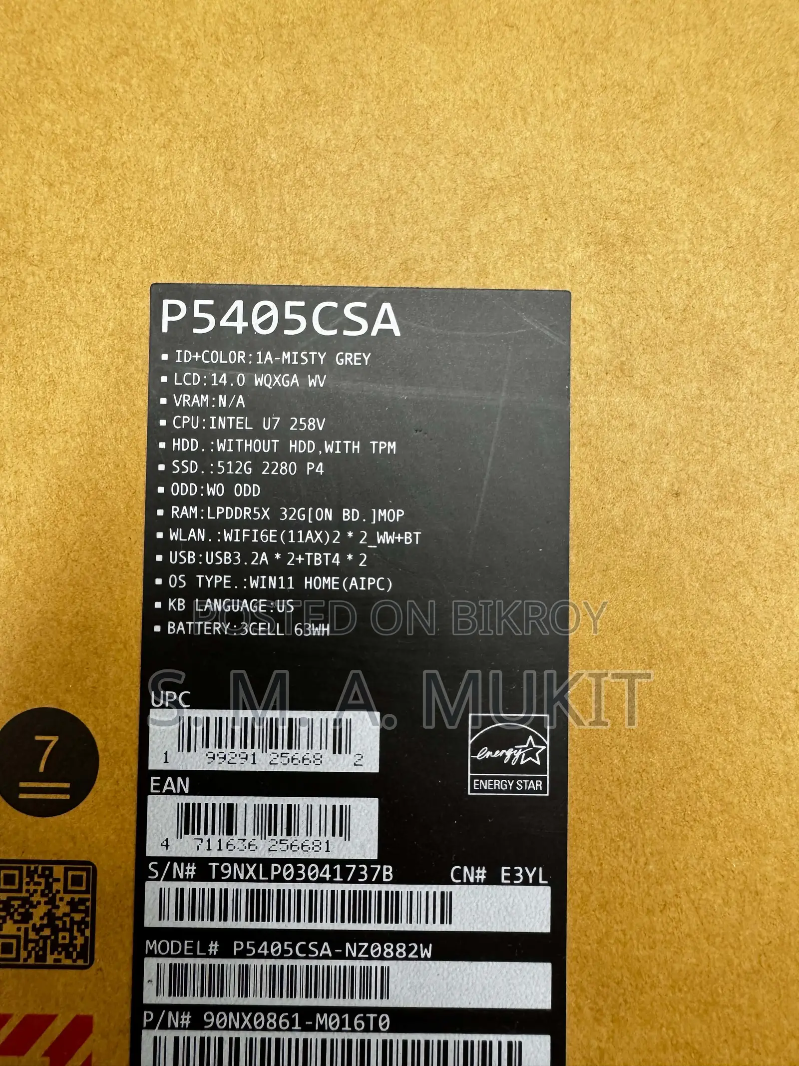 New Laptop ASUS ExpertBook P5 32GB Intel Core Ultra 7 SSD 512GB