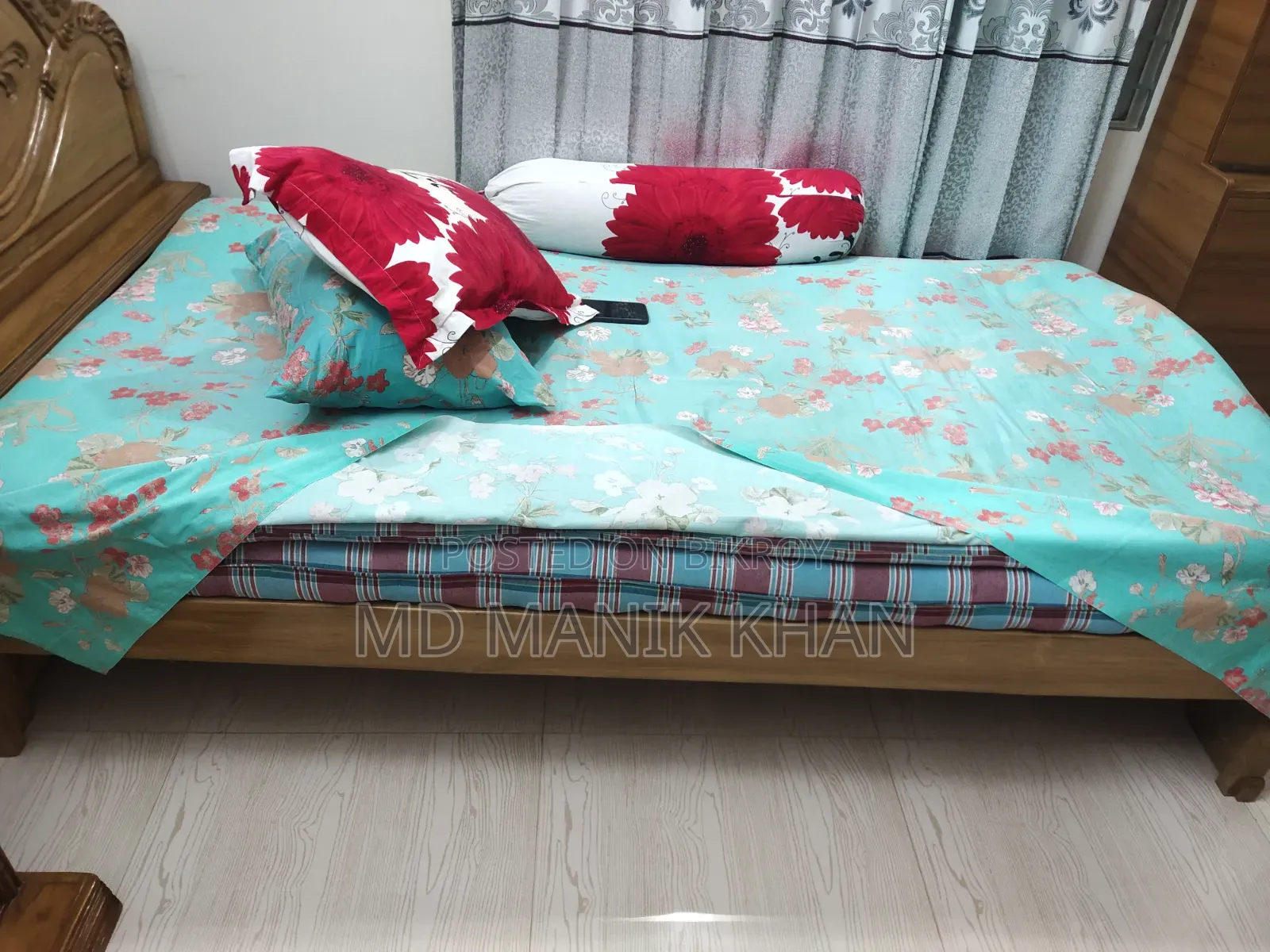 সেগুন কাঠের সিঙ্গেল খাট 4.5 Feet / 7 Feet বিক্রি ক