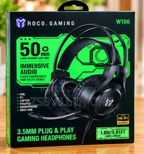 Hoco W106 3.5mm Plug Play Immersive Gaming Headphones