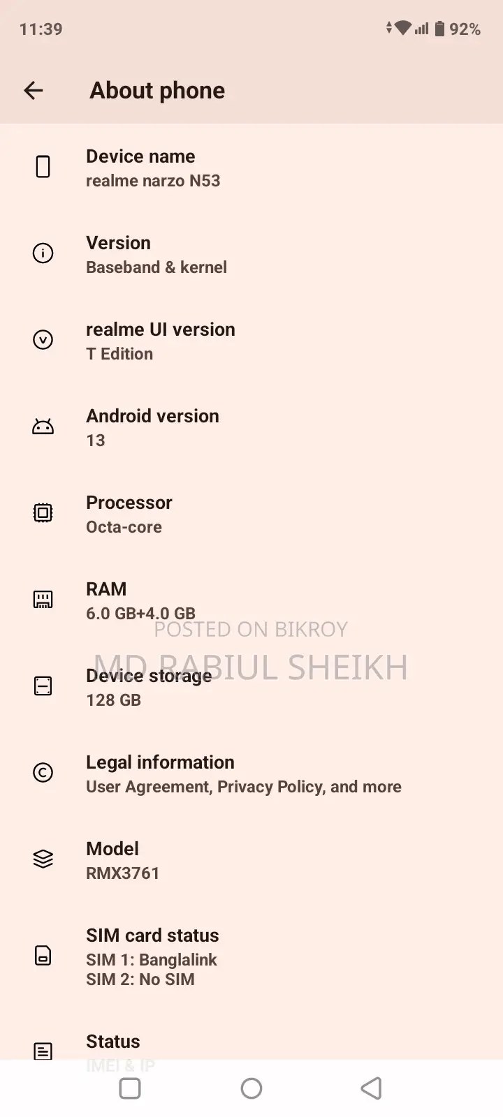 Realme Narzo N53 128 GB Black