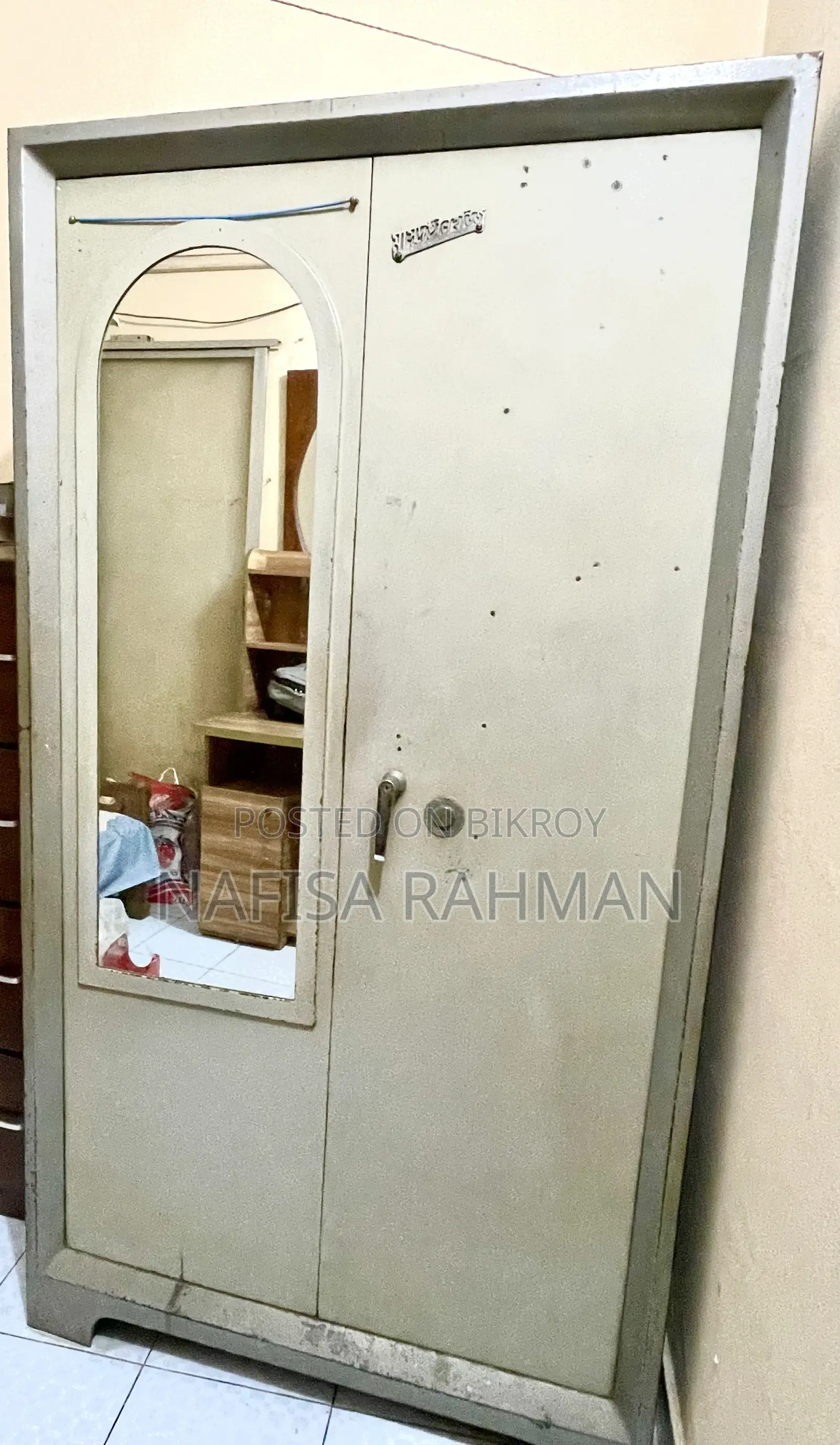 2-Door Steel Almirah with Mirror for Sale (Good Condition)