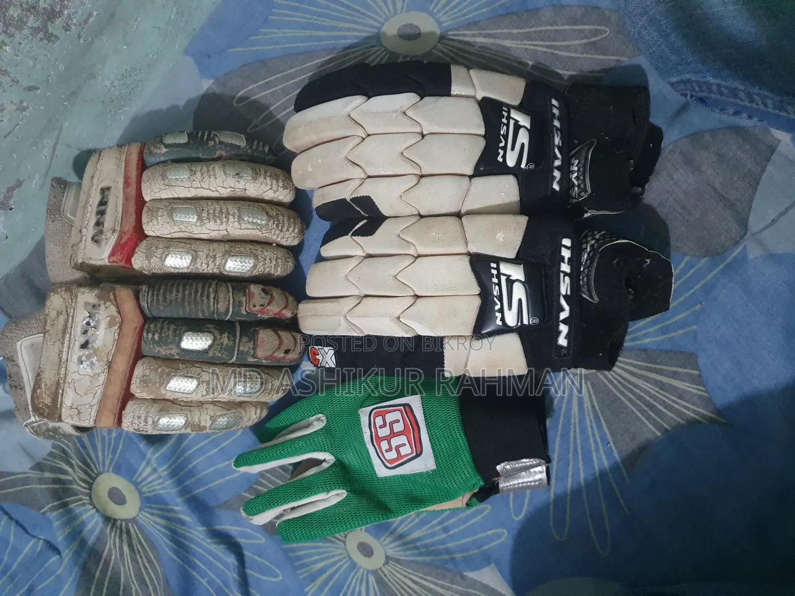 Cricket batting gloves.