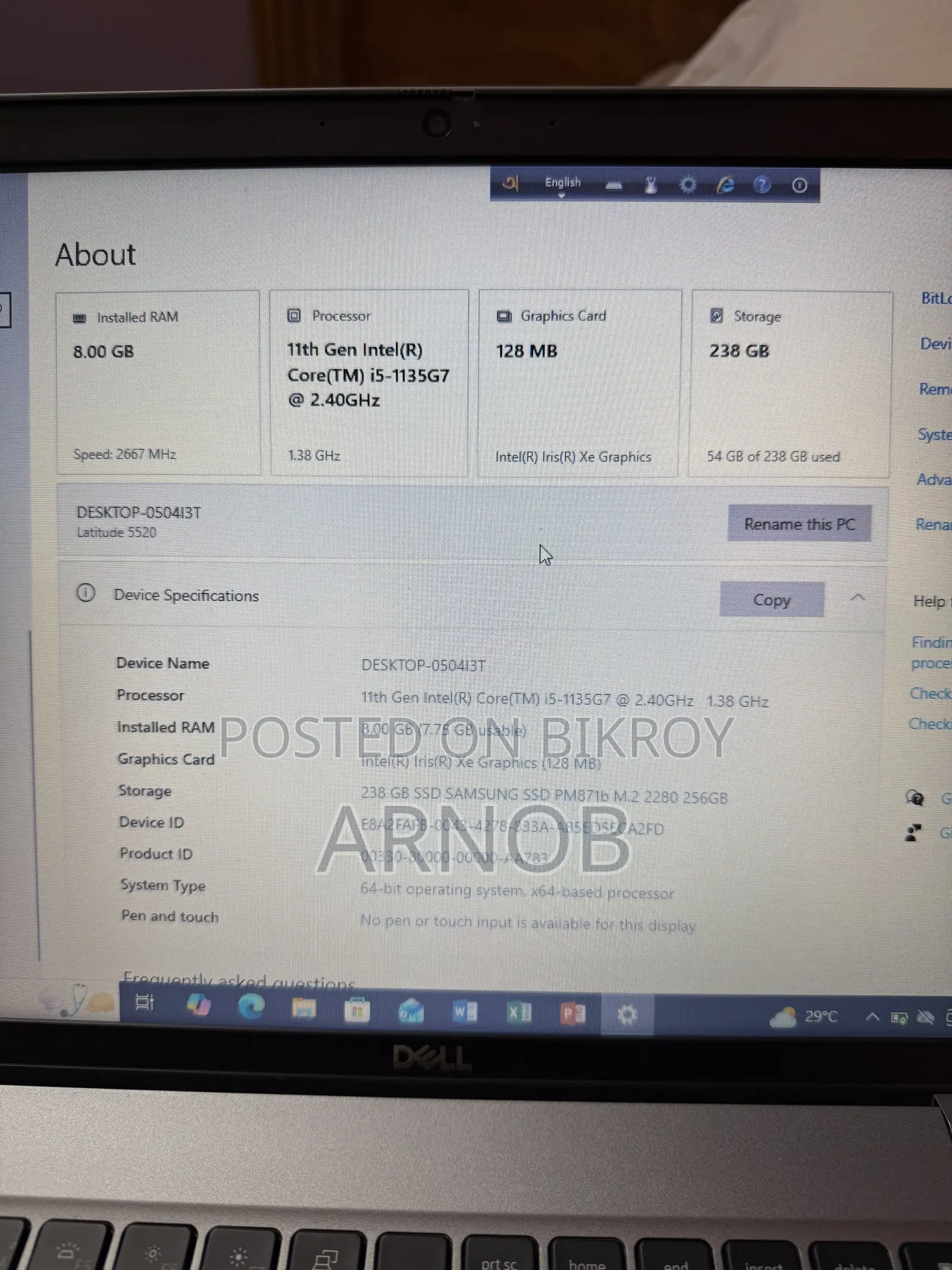 Laptop Dell Latitude 7490 8GB Intel Core I5 SSD 256GB