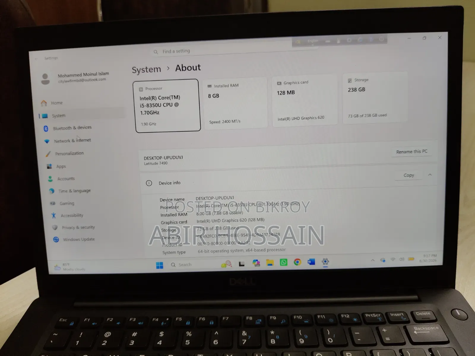 Laptop Dell Latitude 7490 8GB Intel Core I5 SSD 256GB