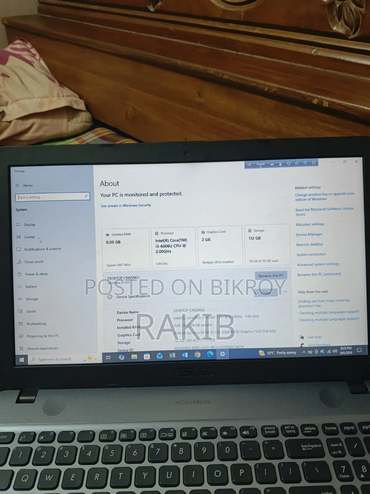Laptop ASUS 8GB Intel Core I3 SSD 128GB