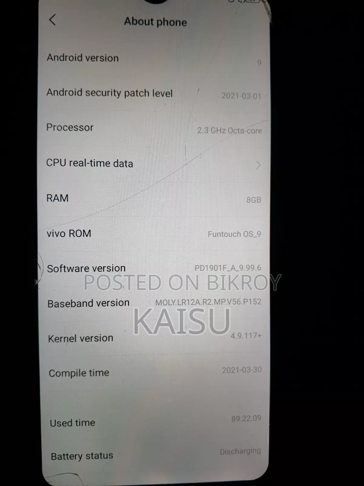 Vivo Y17 256 GB Blue