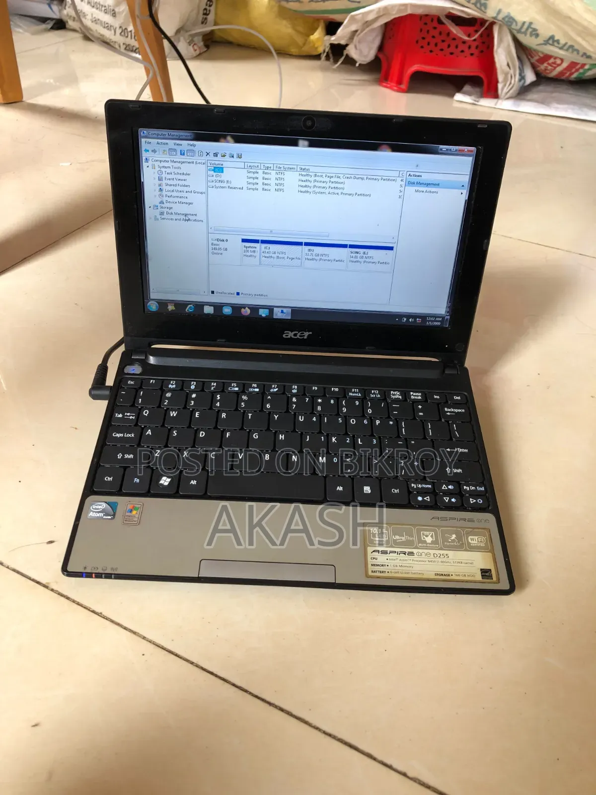 Laptop Acer Aspire 1 2GB Intel Atom SSD 160GB