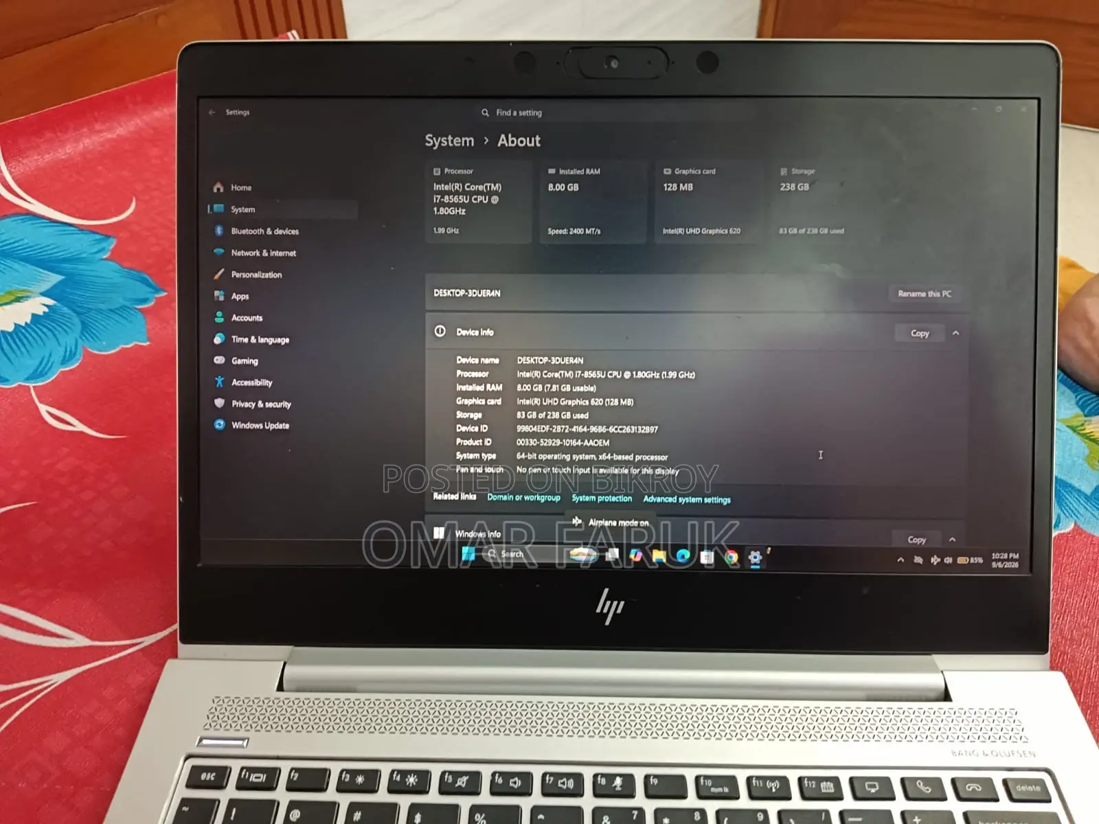Laptop HP EliteBook 840 G6 8GB Intel Core i7 SSD 256GB