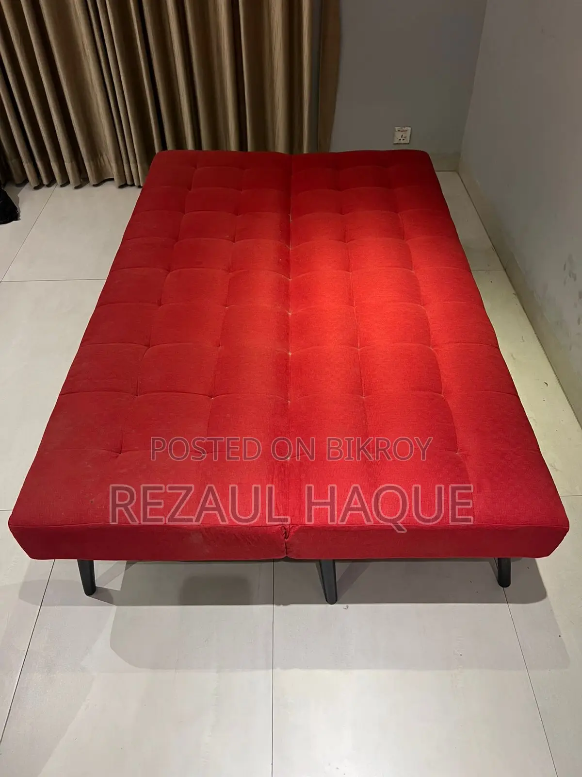 Red Sofa Cum Bed (ISHO Kowloon Style) — Like New!