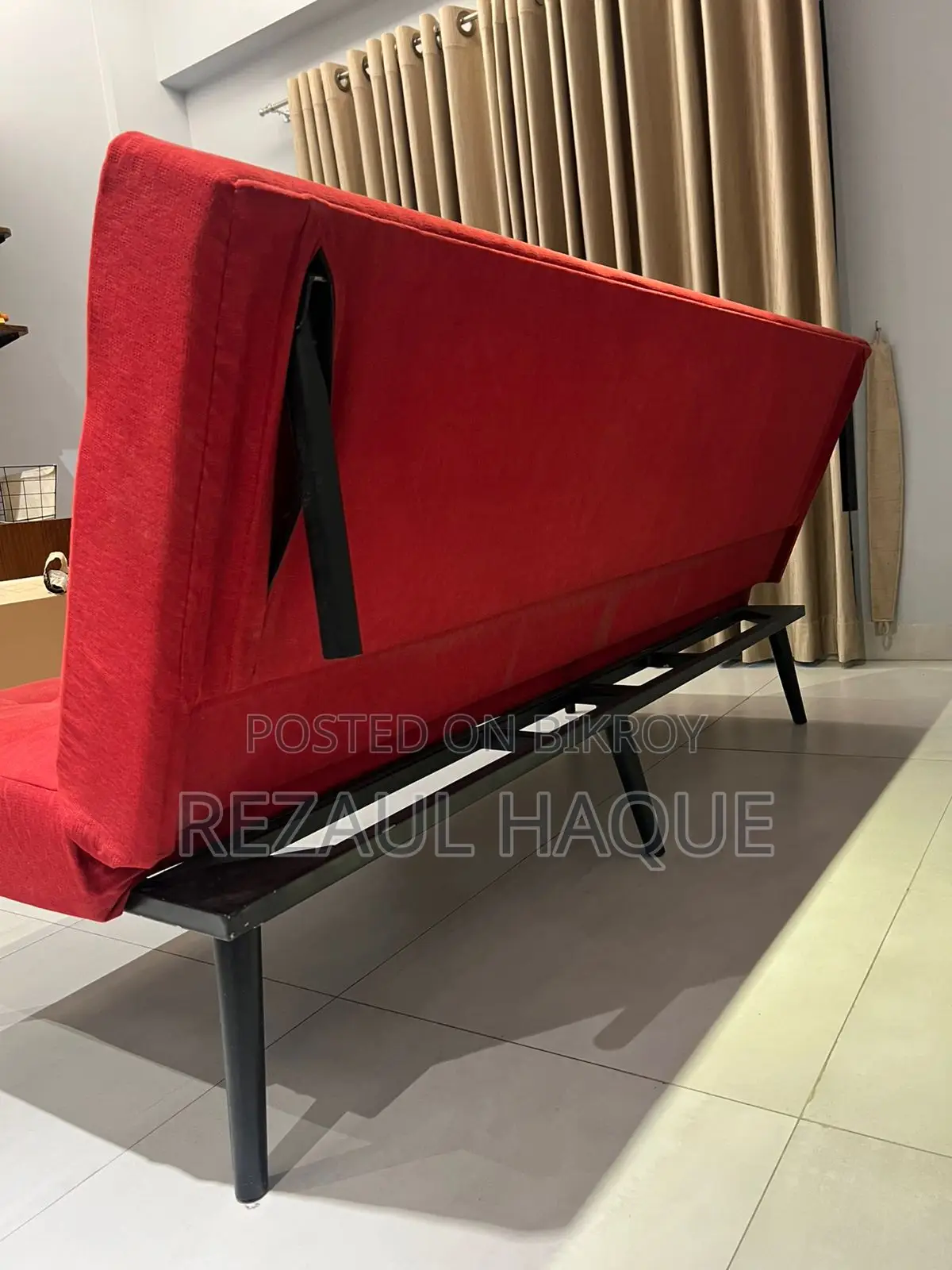 Red Sofa Cum Bed (ISHO Kowloon Style) — Like New!