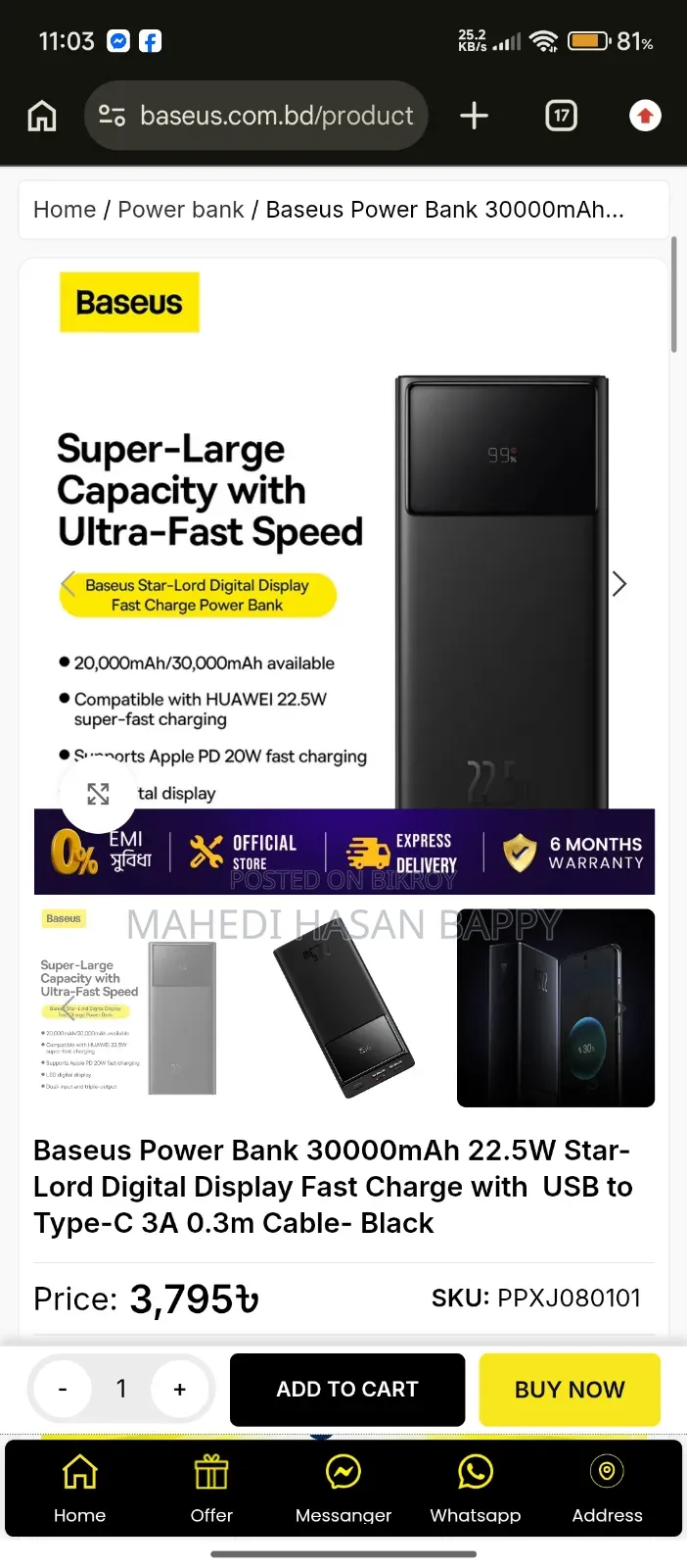 Baseus 30000 Power Bank Fast Charge