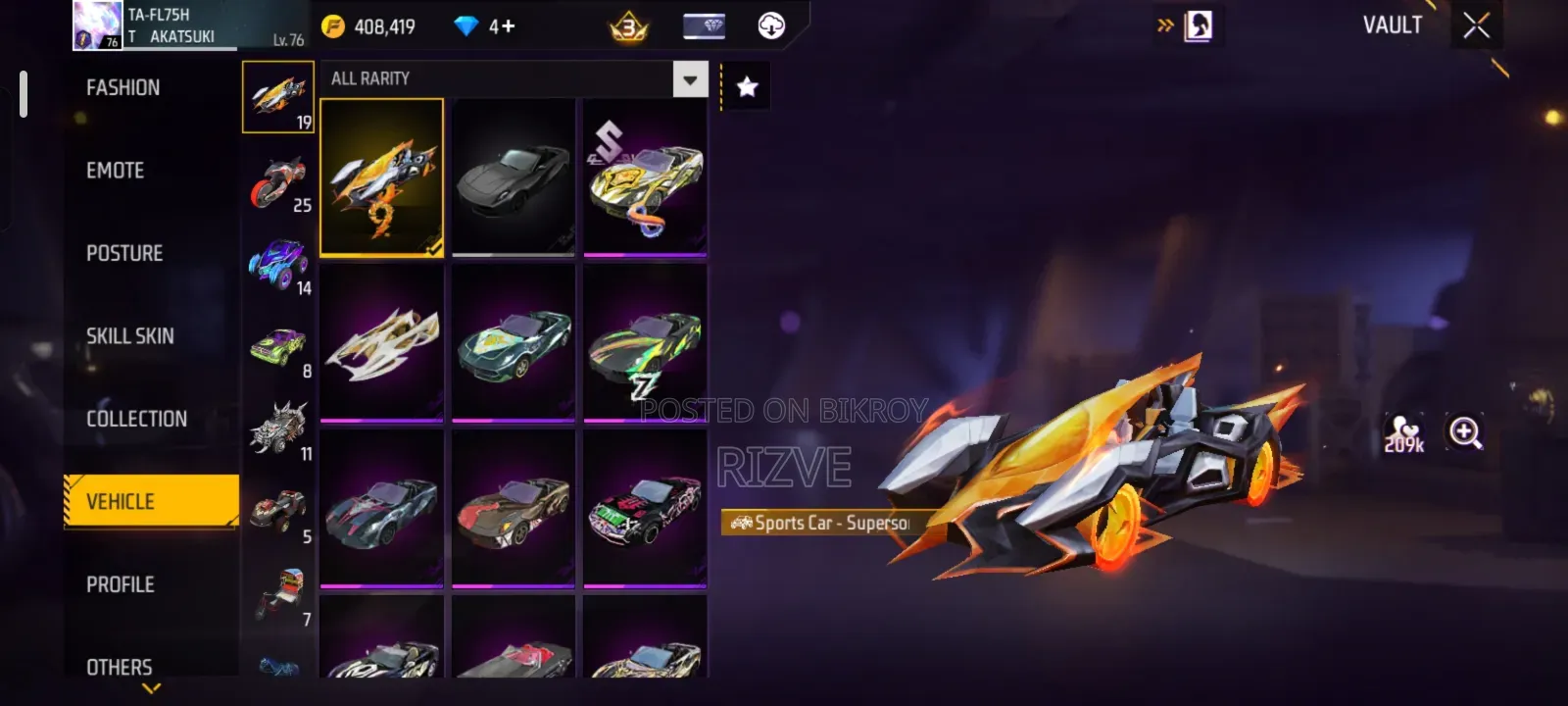 Free Fire 76 Level Id Sell