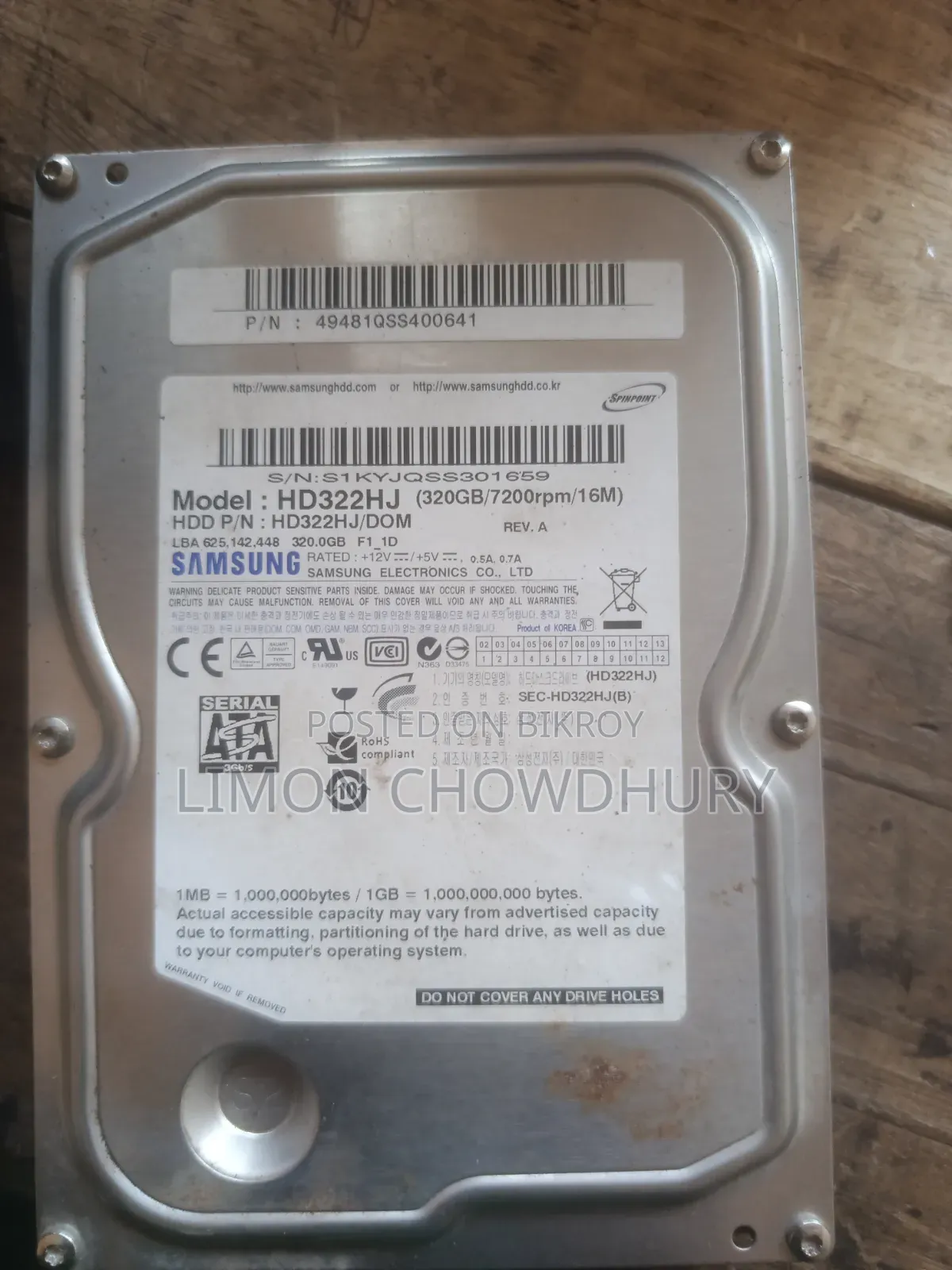 Hard Disk (320 Gb/7200rpm/16m)