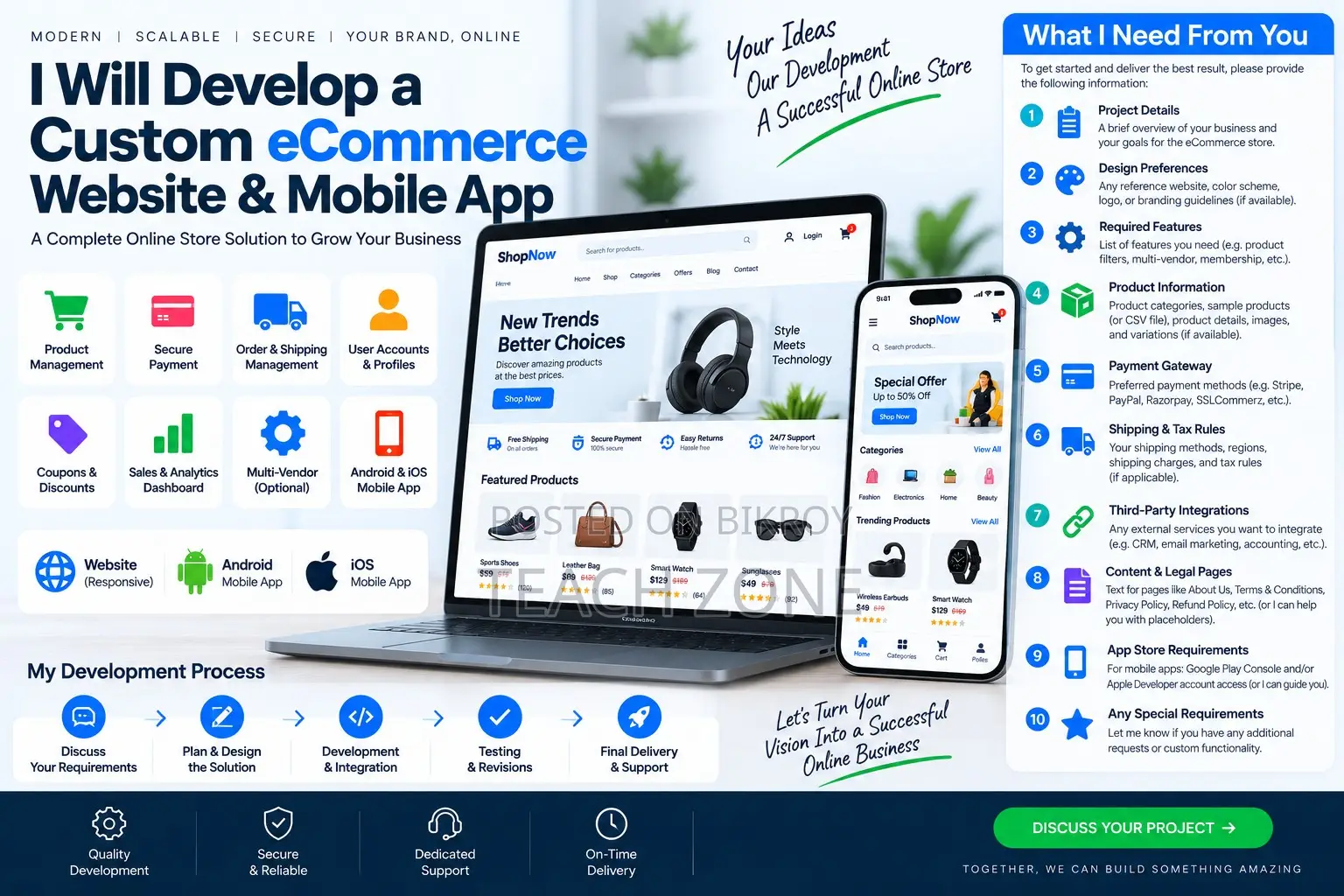 I Will Develop a Custom Ecommerce Website and Mobile App