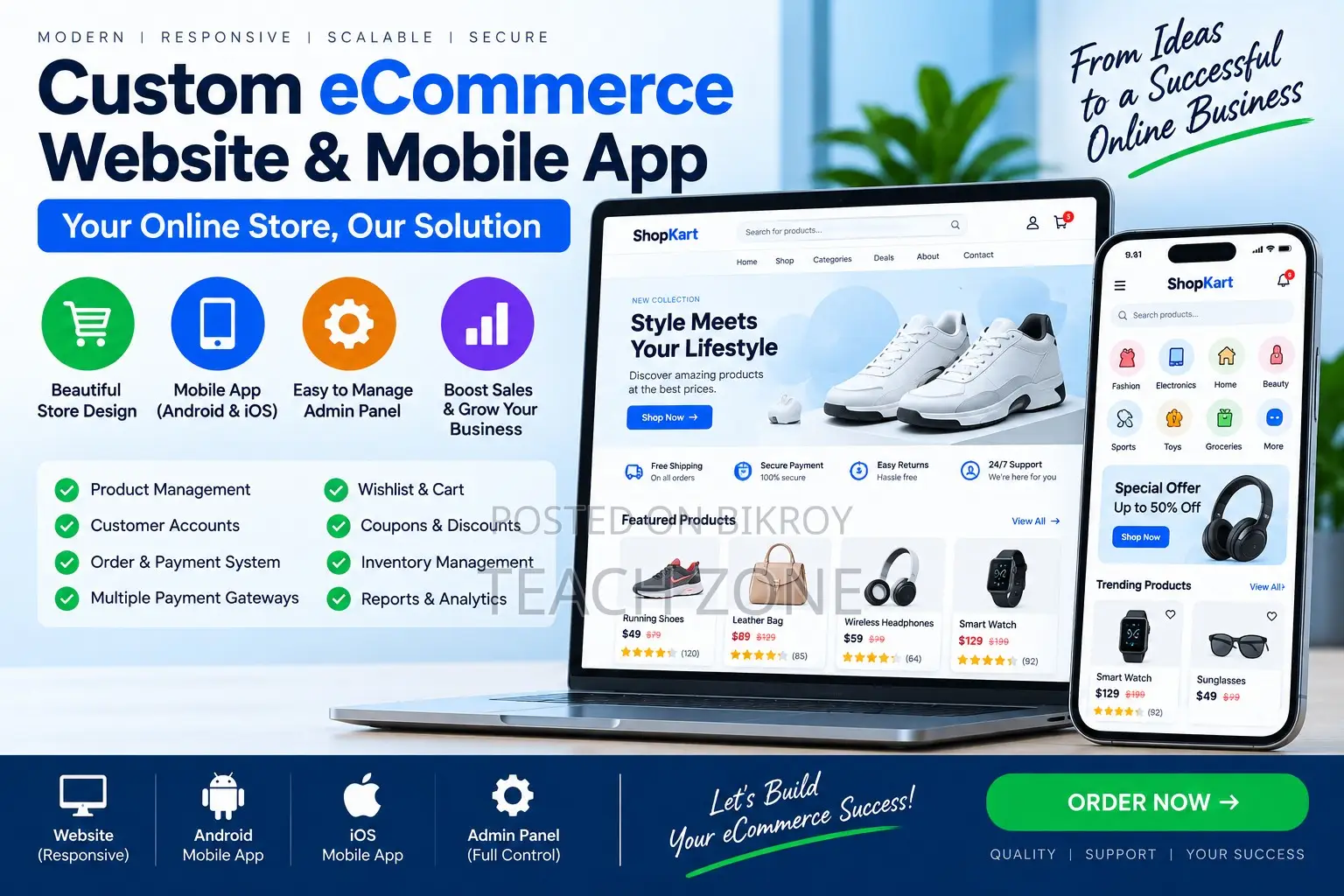 I Will Develop a Custom Ecommerce Website and Mobile App
