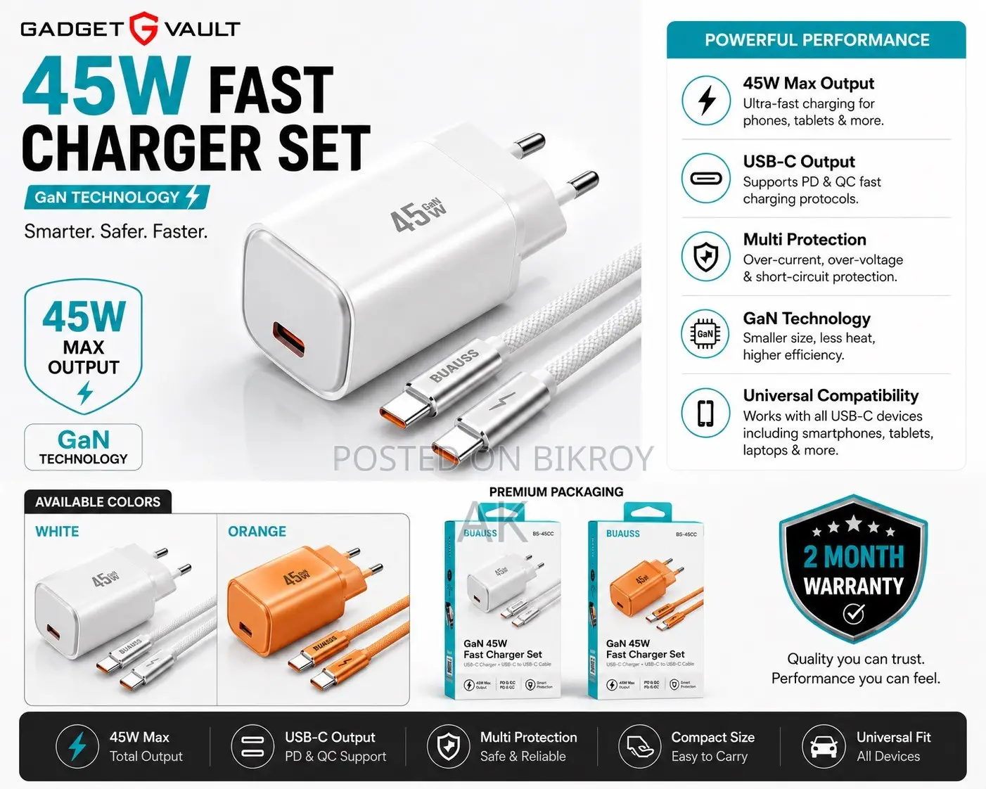 45w Carging Adopter Set