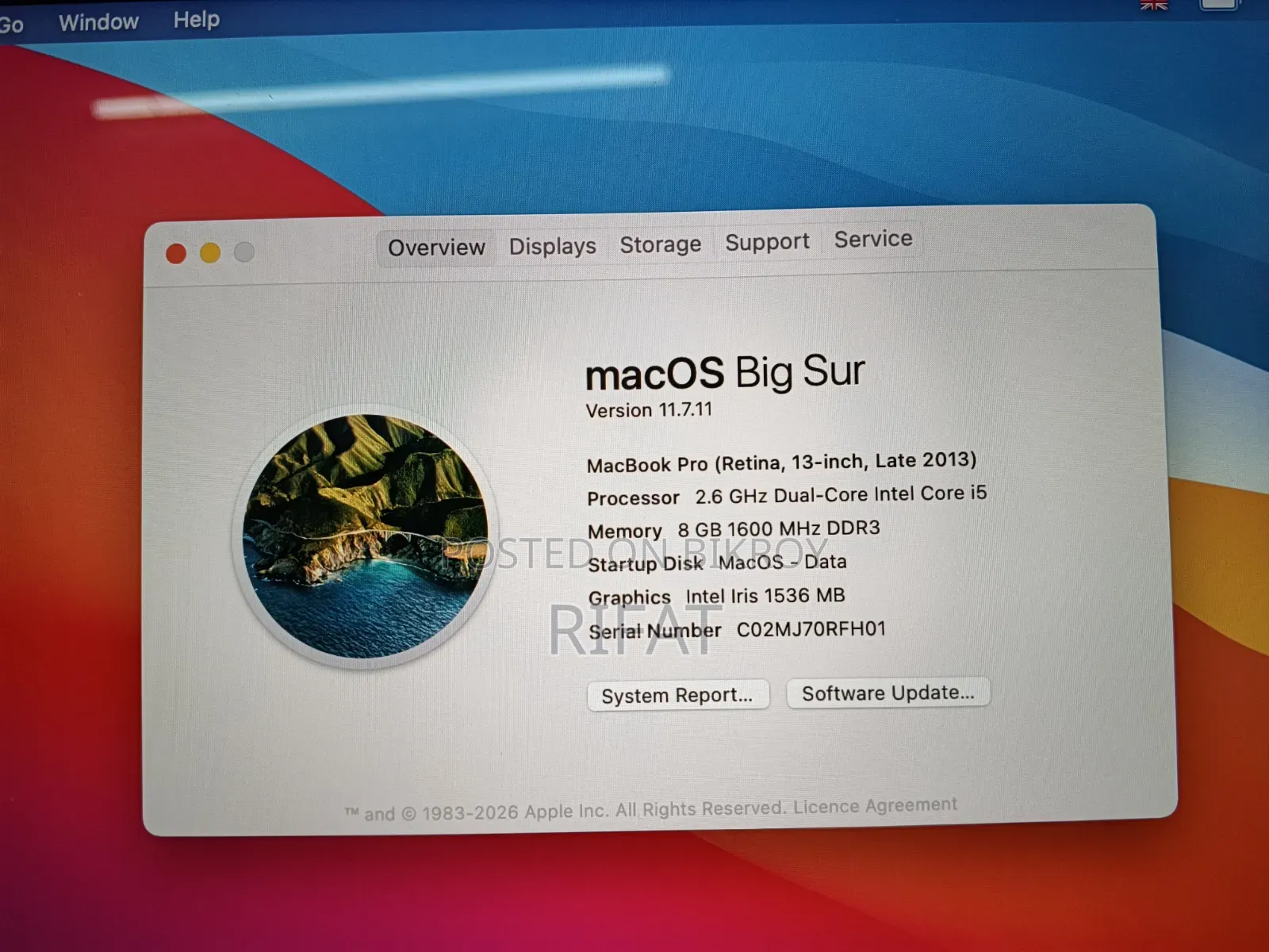 Laptop Apple MacBook 2013 8GB Intel Core I5 SSD 256GB