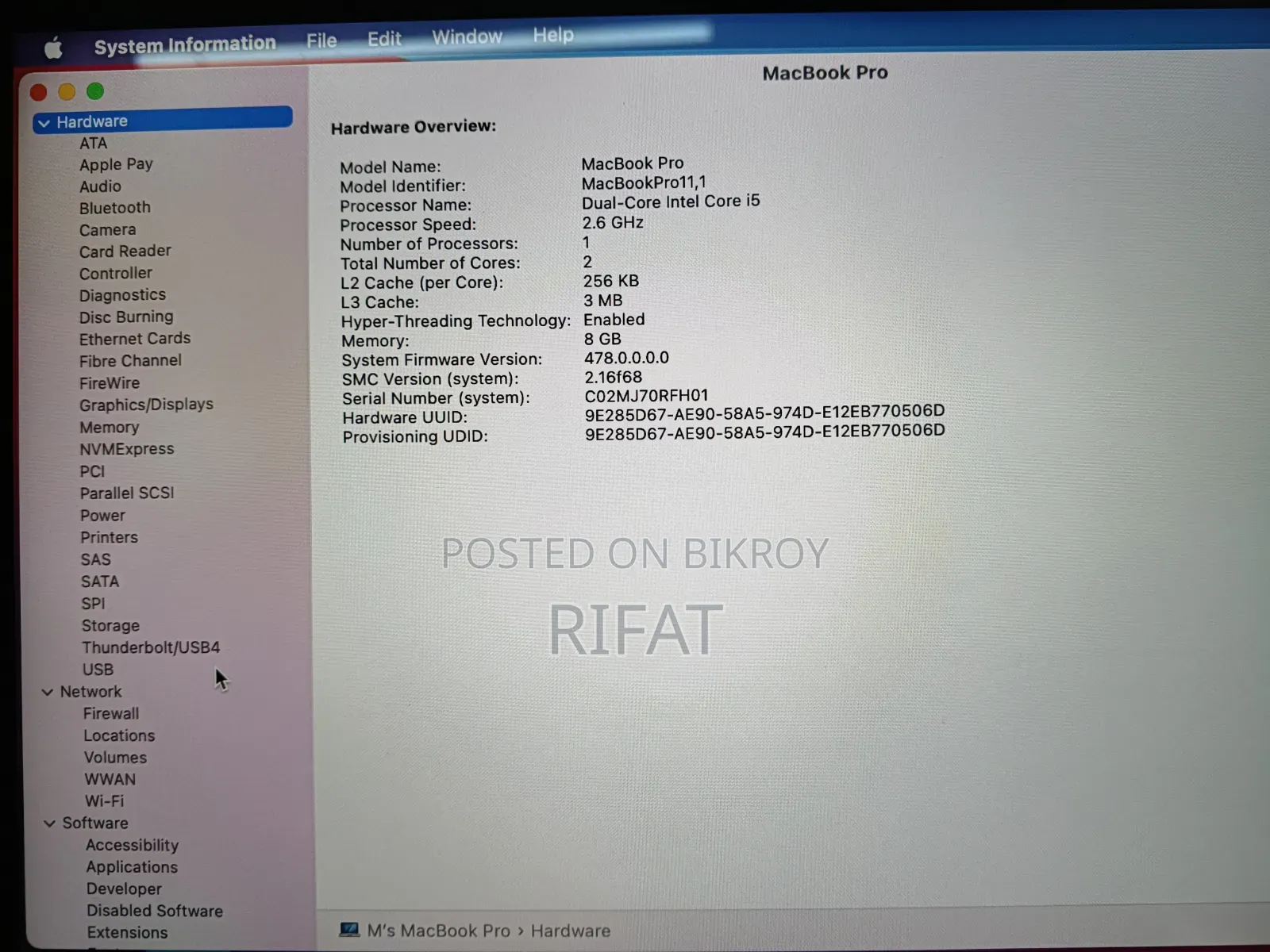 Laptop Apple MacBook 2013 8GB Intel Core I5 SSD 256GB
