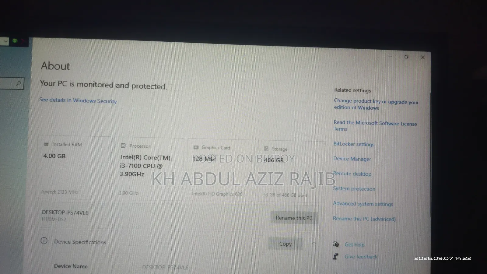 Gigabyte GA-H110MSTX-HD3-ZK 4GB Intel Core I3 HDD 500GB