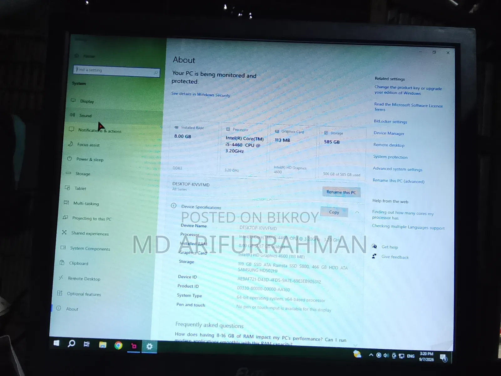 Desktop Computer ASUS 8GB Intel Core I5 HDD 512GB