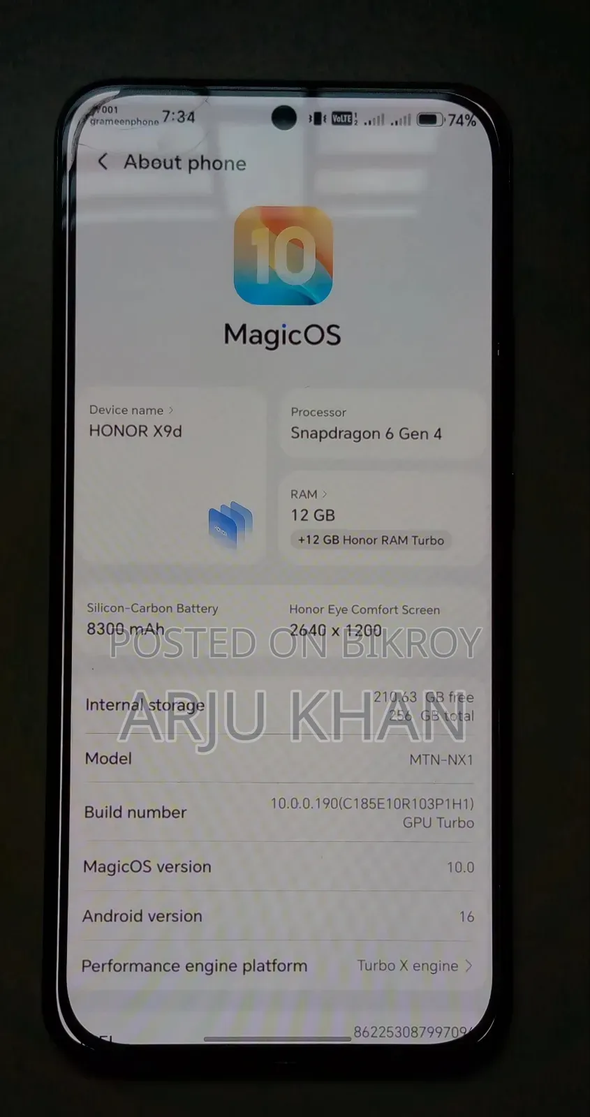 Honor X9d 256 GB Black