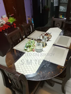 সেগুন কাঠের ছয় সিটের ডাইনিং টেবিল