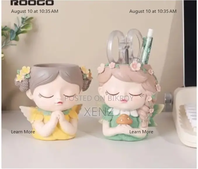 Cute Angel Girl Resin Flower Pot / Pen Holder