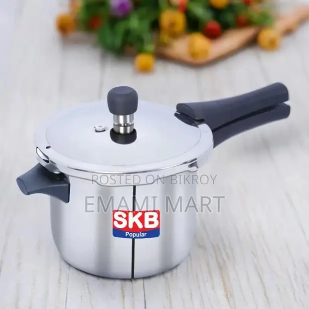 SKB Sus304 Stainless Steel 3play Pressure Cooker With Long Handle 5Ltr