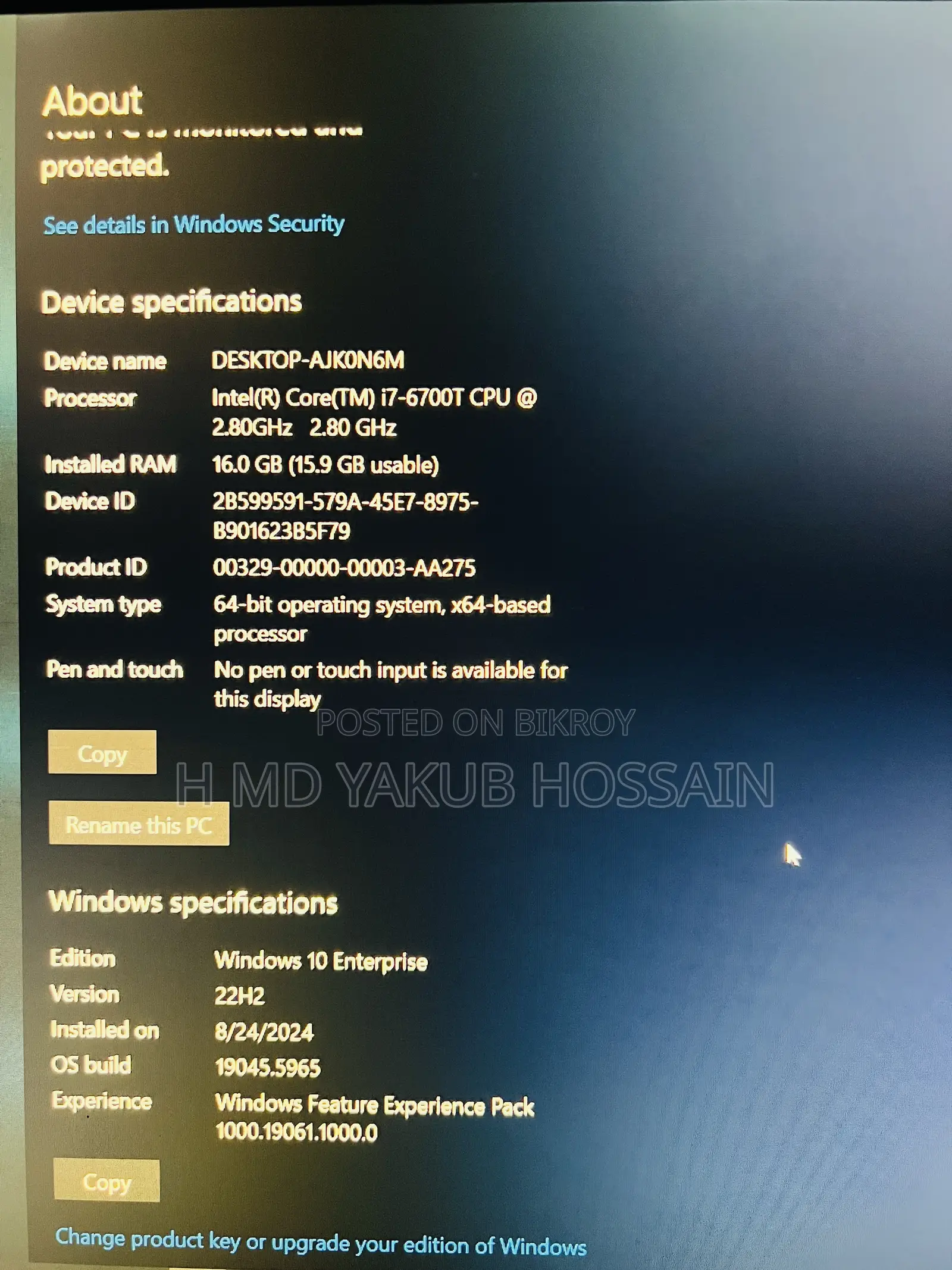 Desktop Computer HP 200 G4 22 All-in-One 16GB Intel Core I7 HDD+SSD 1T