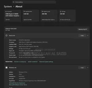 Desktop Computer Msi 8gb Amd Ryzen 5 SSD 256gb