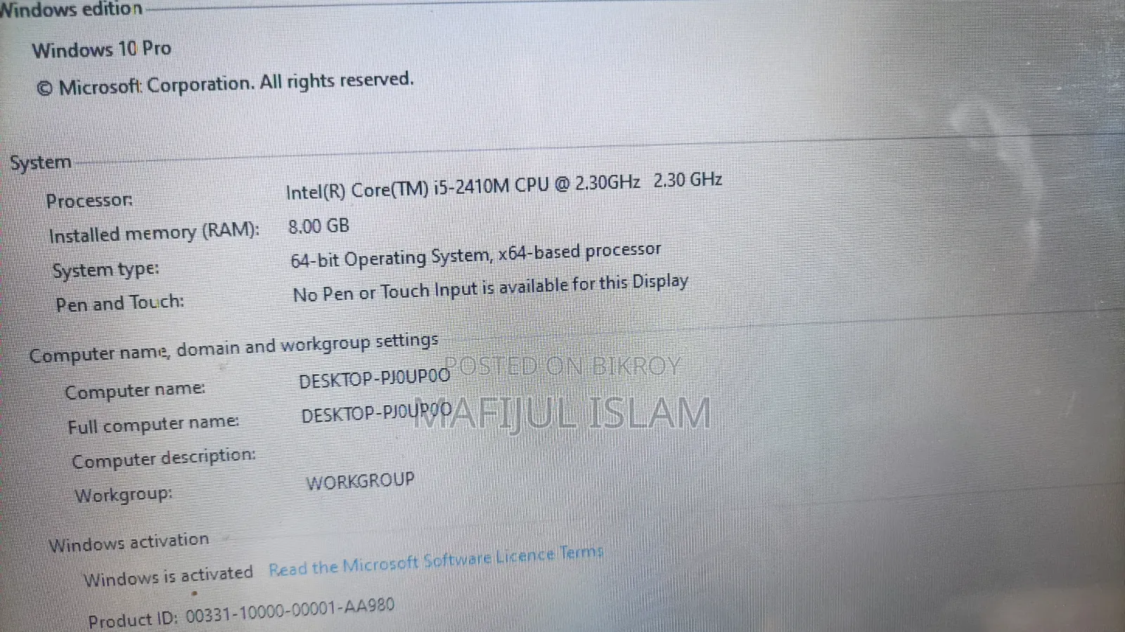 Laptop HP Pavilion Dv6 8GB Intel Core I5 SSD 128GB