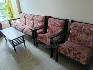 Segun Wood Sofa (5 Seater) 3+1+1 With Tea Table (Used)