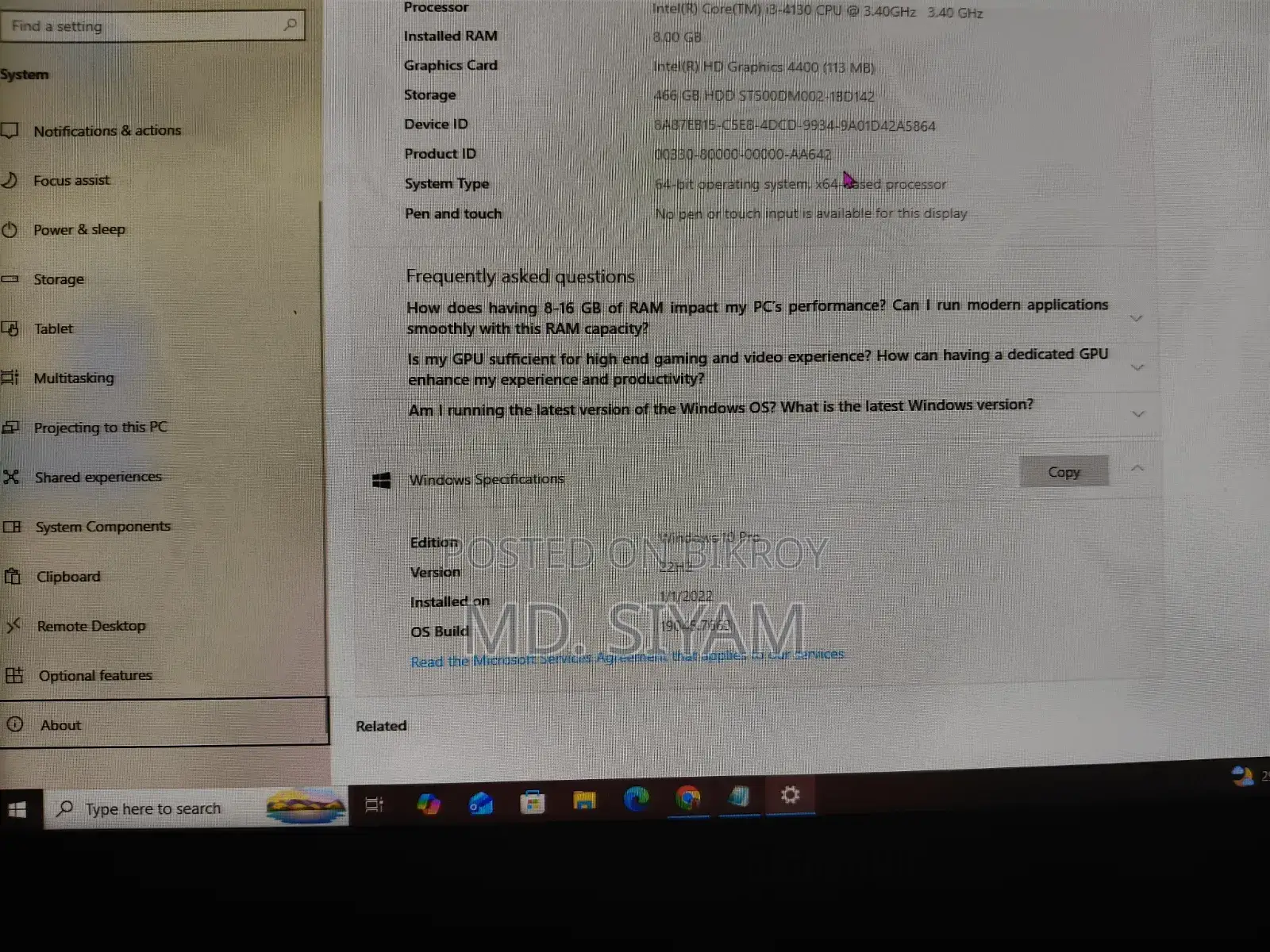 Desktop Computer 8GB RAM Intel Core i3 512GB HDD