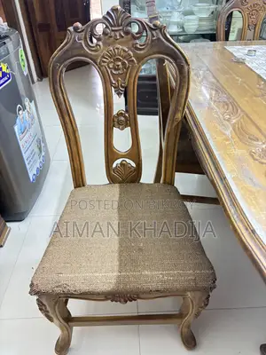 6 Seater Shegun( Teak) Wood Dining Table Set – Good Condition