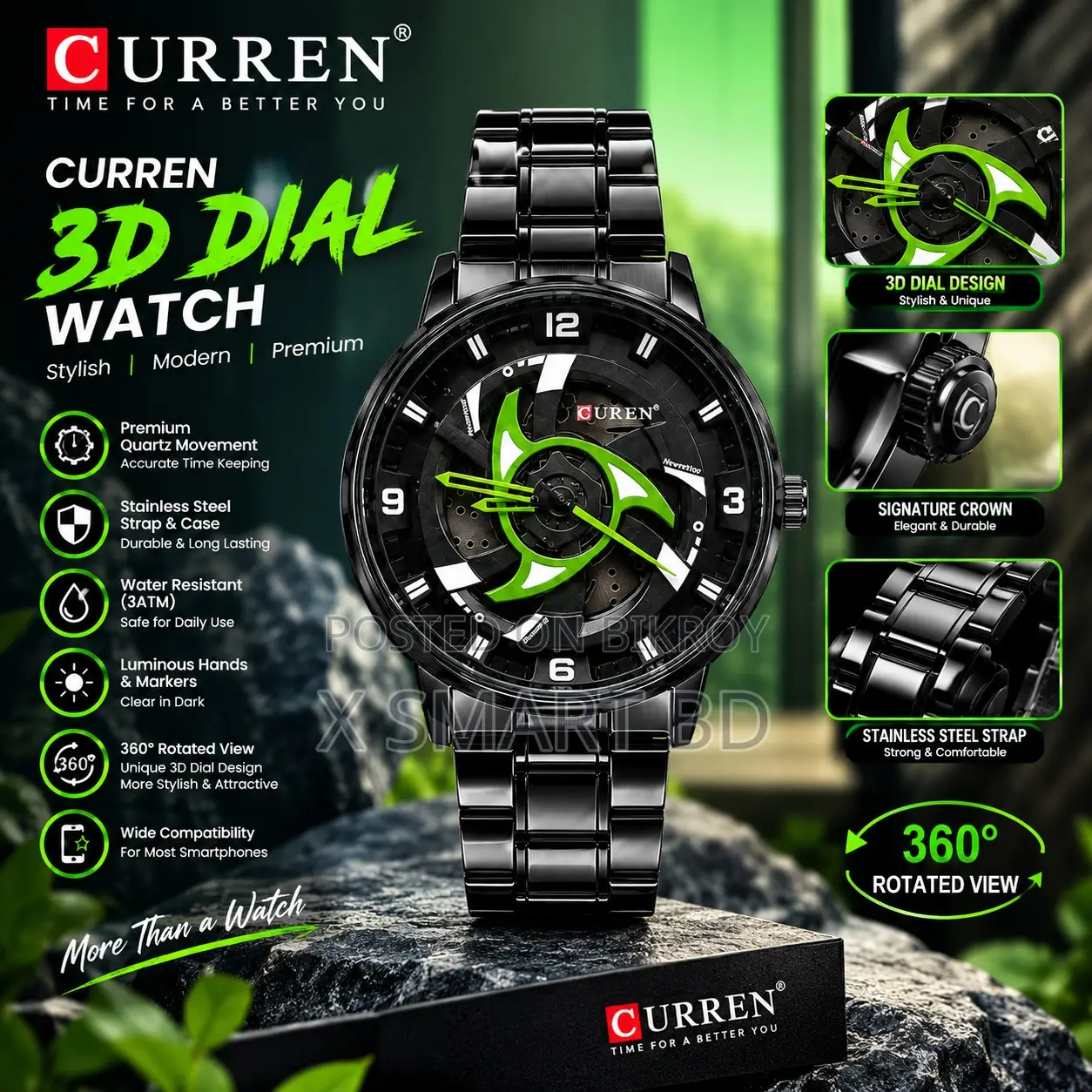 Wheel Rim Rotating Watch