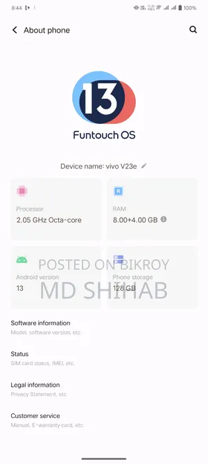 Vivo V23 128 GB Blue