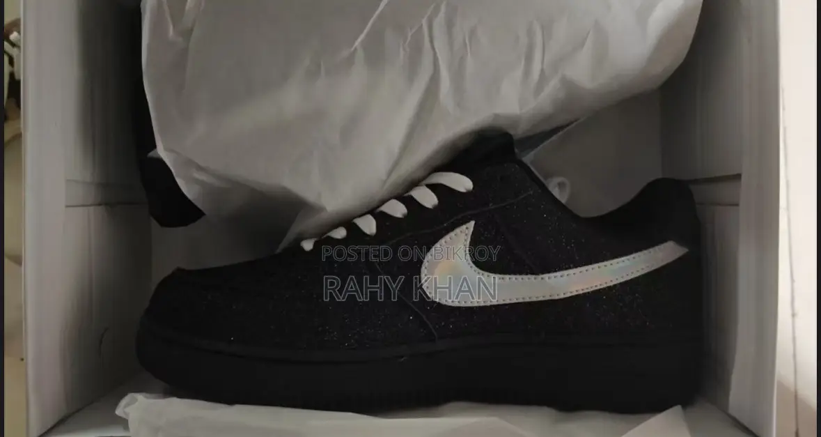 Nike Air Force 1 Low (Black With Reflective/Iridescent Swoosh)
