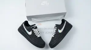 Nike Air Force 1 Low (Black With Reflective/Iridescent Swoosh)