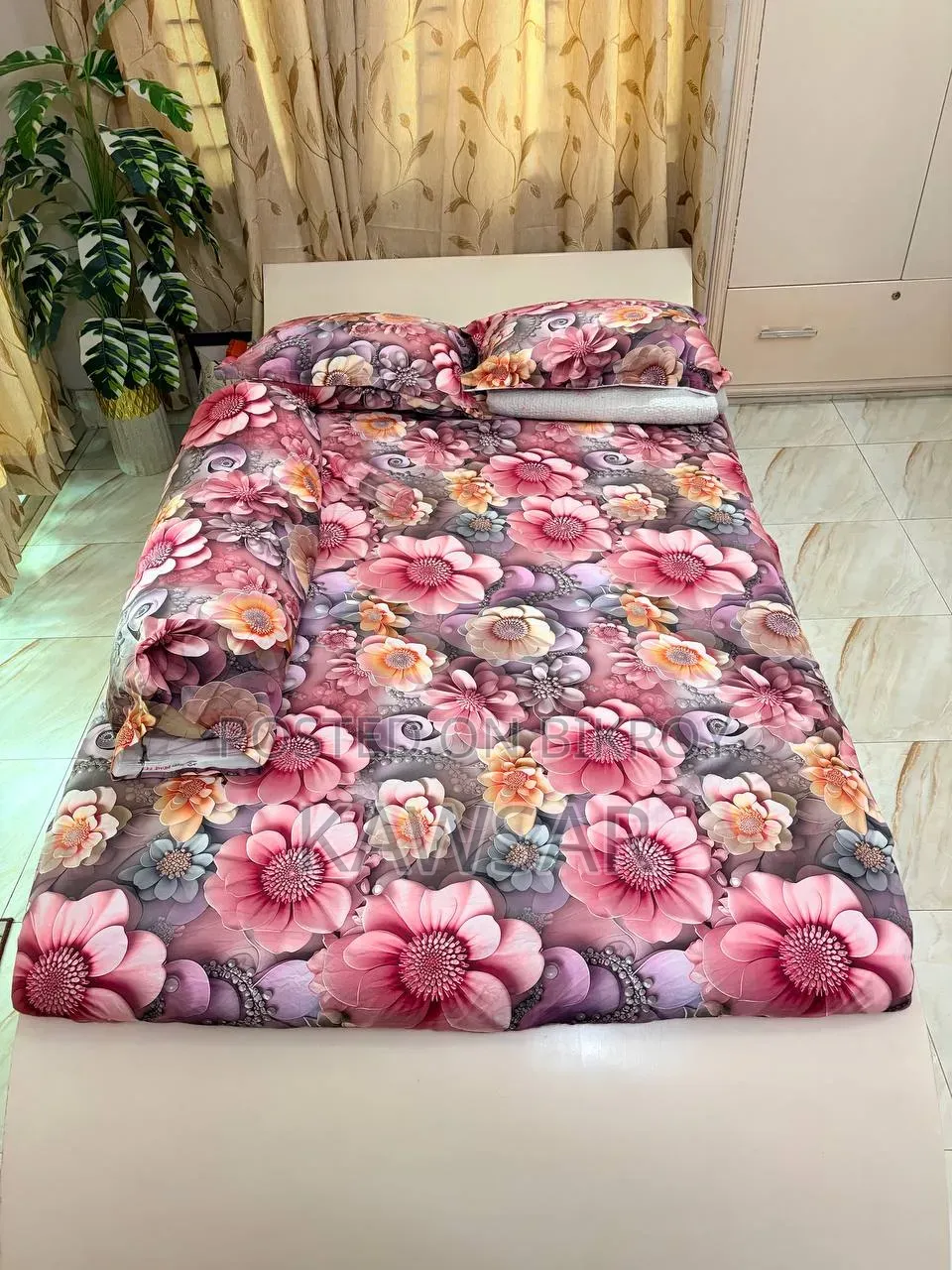 Pink Minimalistic Bed for Women (Queen Size)
