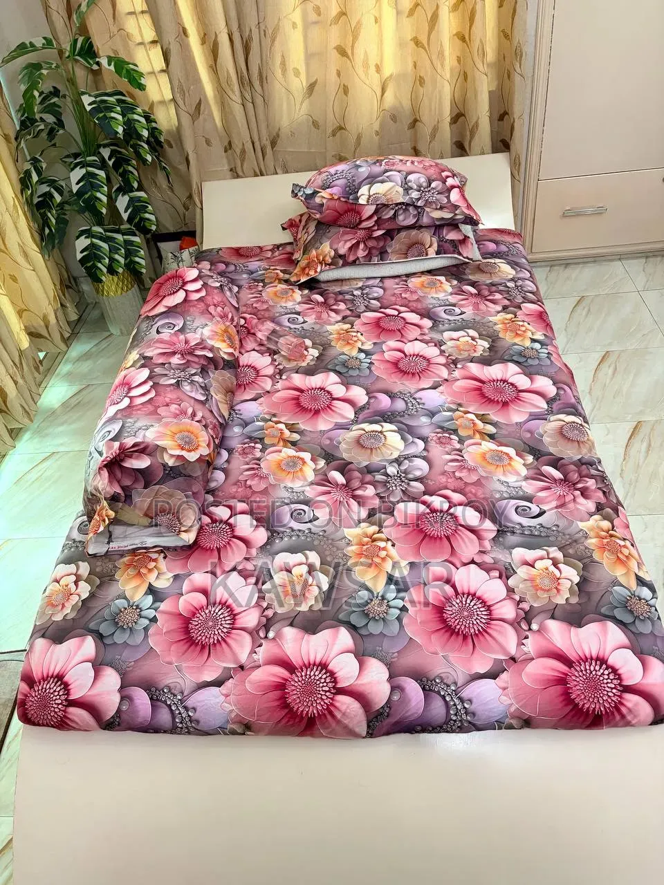 Pink Minimalistic Bed for Women (Queen Size)