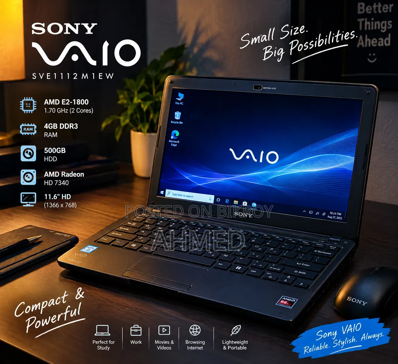 নতুন ল্যাপটপ সনি ভايও Sve1112m1ew 4gb Amd HDD 500gb