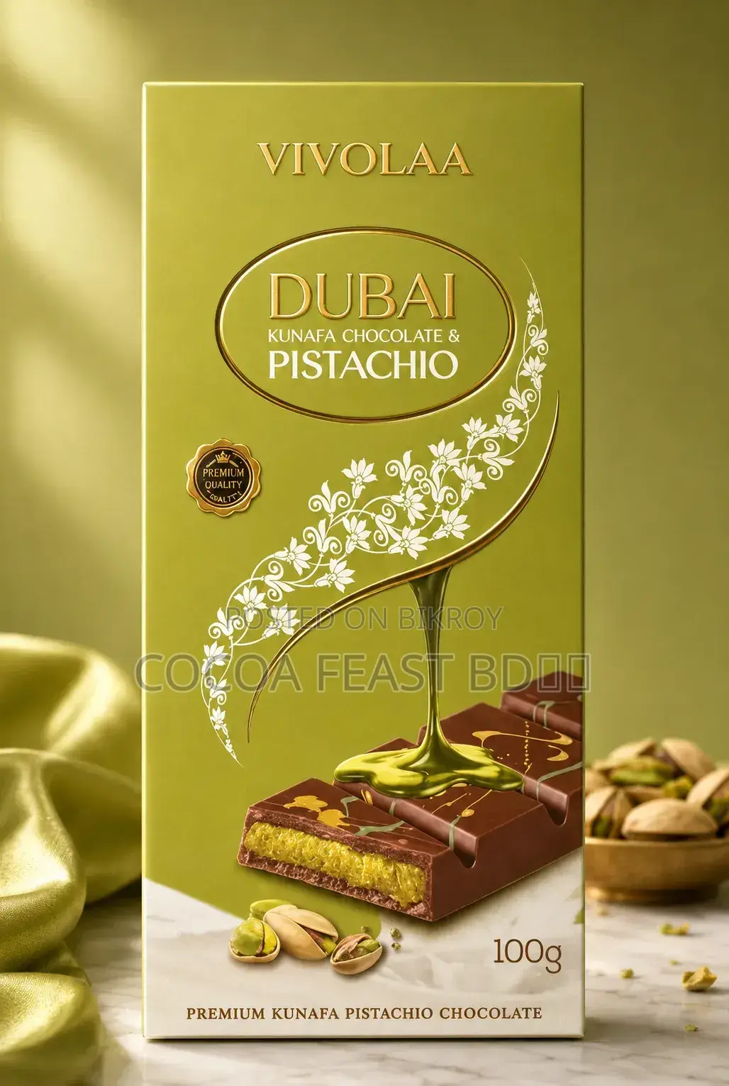 Dubai Kunafa Chocolate Pistachio 100g