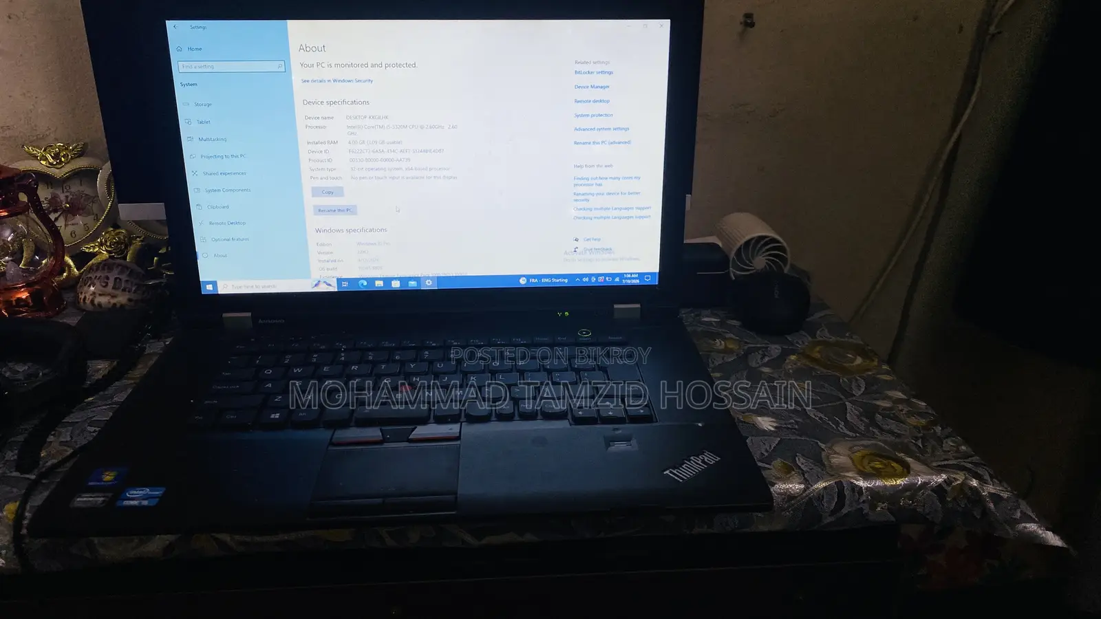 Laptop Lenovo ThinkPad L530 4GB Intel Core I5 HDD 256GB
